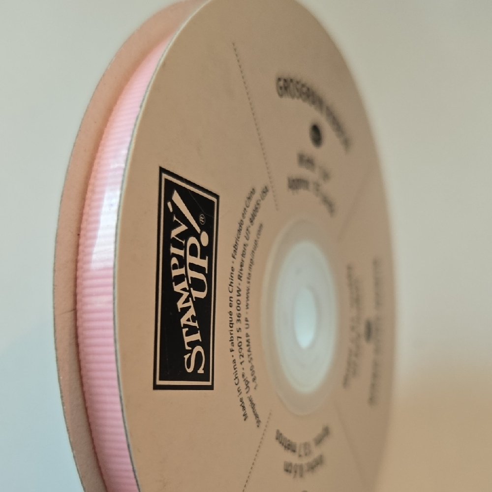 NWT Stampin' Up! Retired Pretty In Pink Grosgrain Ribbon 1/4" x 15 Yards Spool